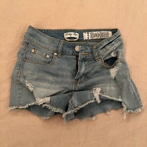 Women's Distressed Blue Denim Shorts